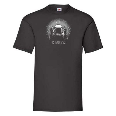 ΜΑΥΡΟ t-shirt FRUIT OF THE LOOM με στάμπα A6536